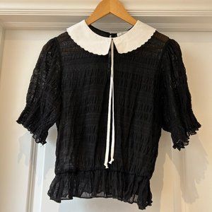 Black sheer short sleeved top